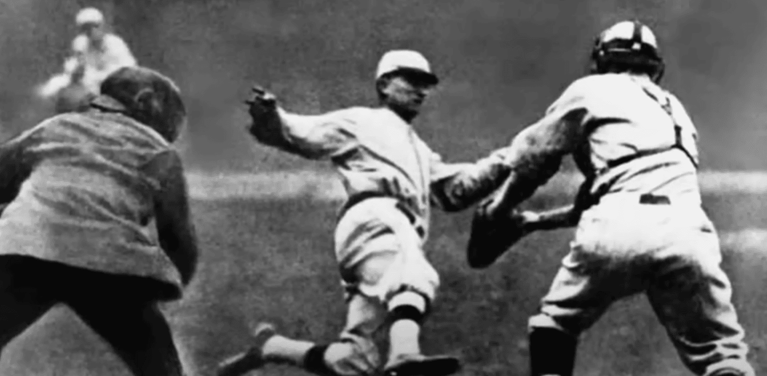 Image of Ty Cobb showcasing his speed and agility on the baseball field.
